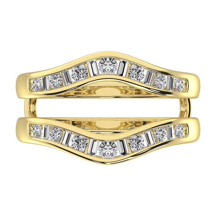 14K Yellow Gold 1/2 Ct.Tw. Diamond Round and Baguette Guard Ring