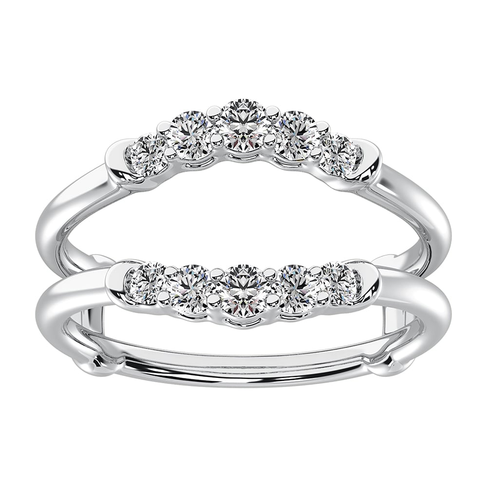 14K White Gold 1/2 Ct.Tw. Diamond Chevron Guard Ring