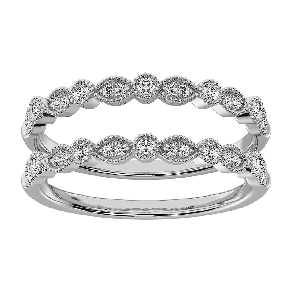 14K White Gold 1/2 Ct.Tw. Diamond Guard Ring