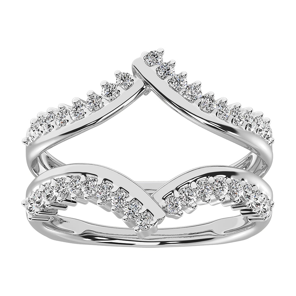 10K White Gold 1/2 Ct.Tw. Diamond Chevron Guard Ring