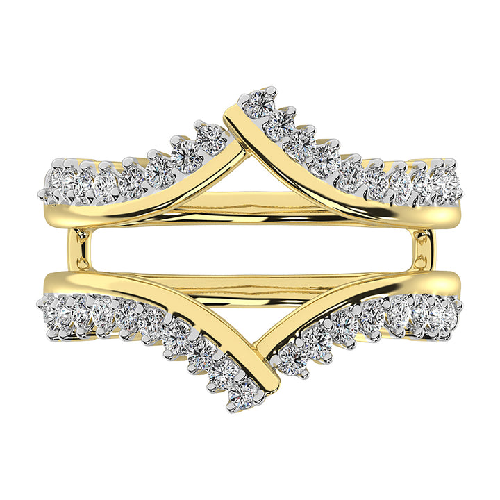10K Yellow Gold 1/2 Ct.Tw. Diamond Chevron Guard Ring  With White Gold Touch