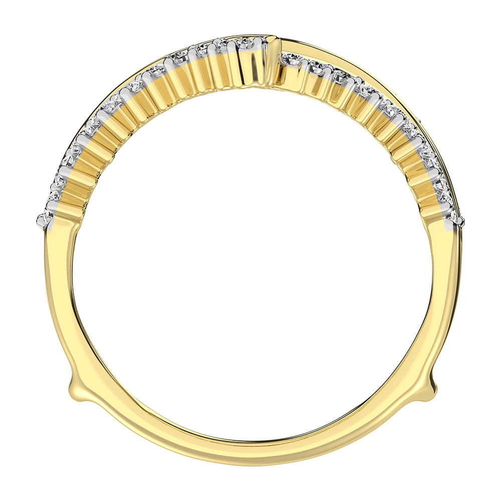 10K Yellow Gold 1/2 Ct.Tw. Diamond Chevron Guard Ring  With White Gold Touch
