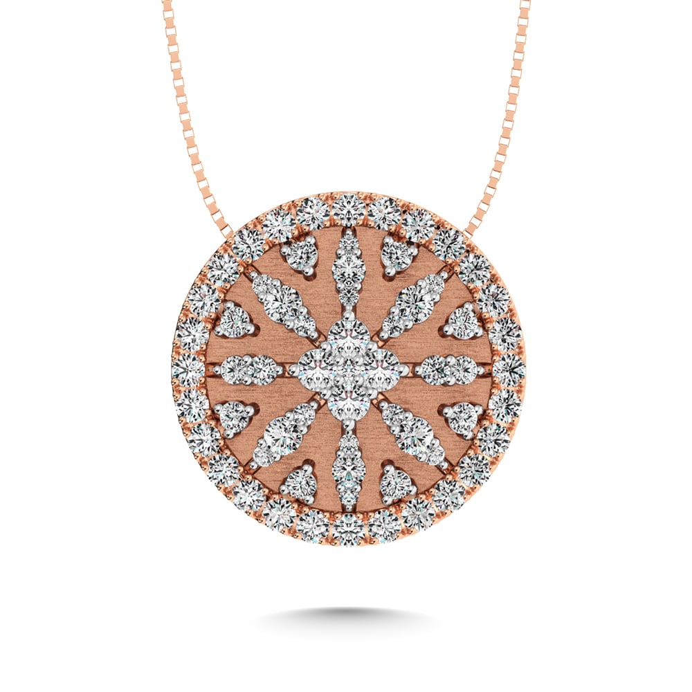 14K Rose Gold 1 Ct.Tw. Diamond Disc Fashion Pendant