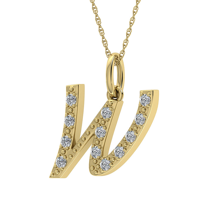 Diamond 1/8 Ct.Tw. Letter W Pendant in 10K Yellow Gold