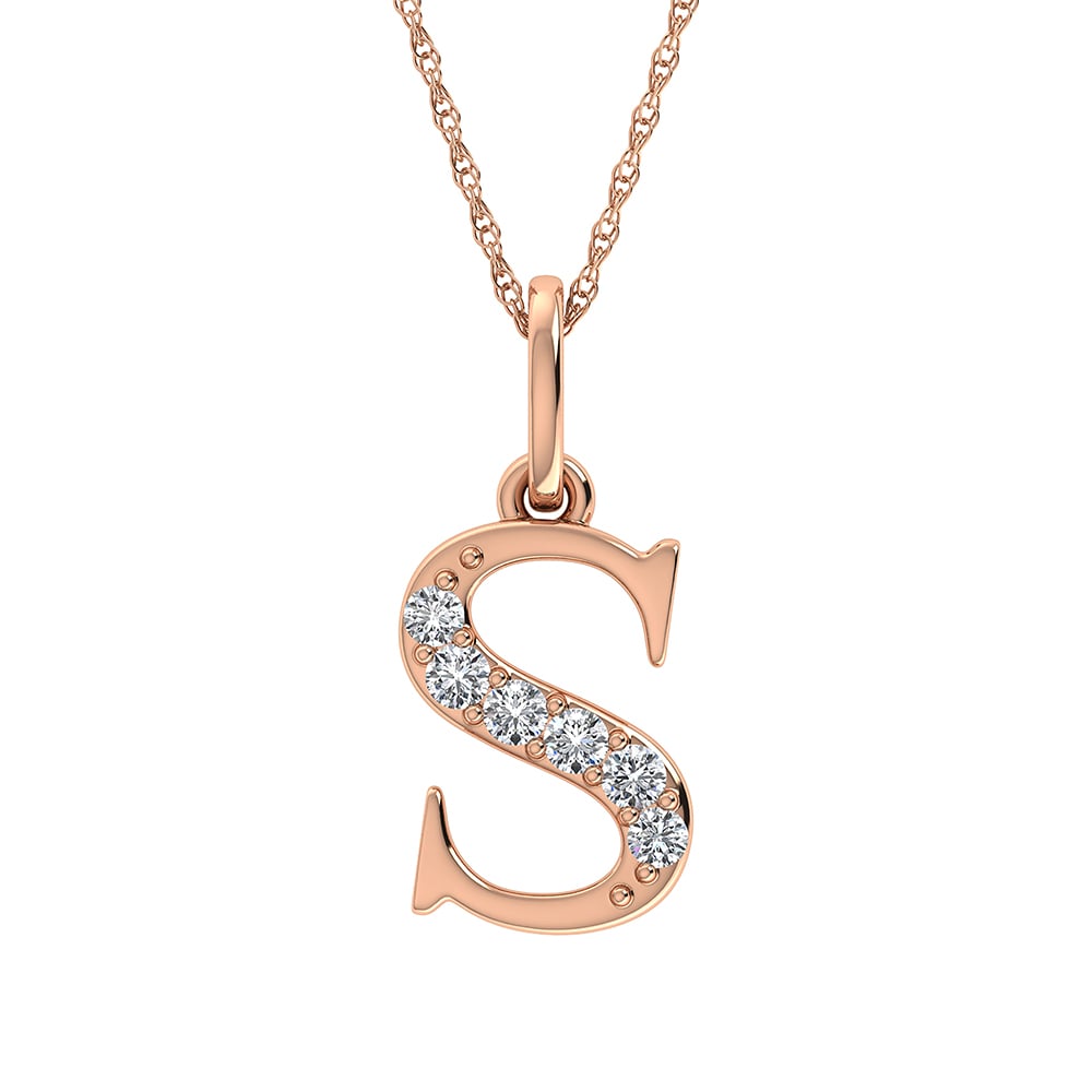 Diamond 1/20 Ct.Tw. Letter S Pendant in 10K Rose Gold