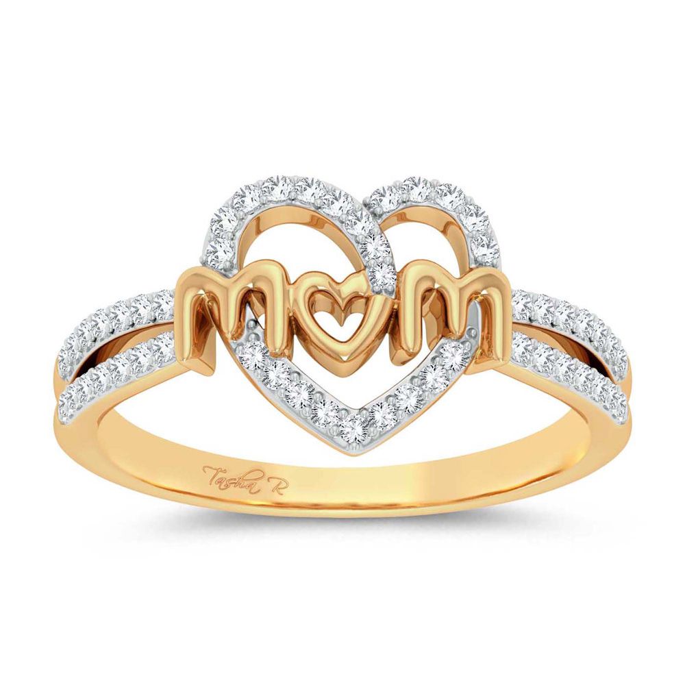 Chic 10k Yellow Gold Lab Diamond Womens Fashion Ring 0.2ct