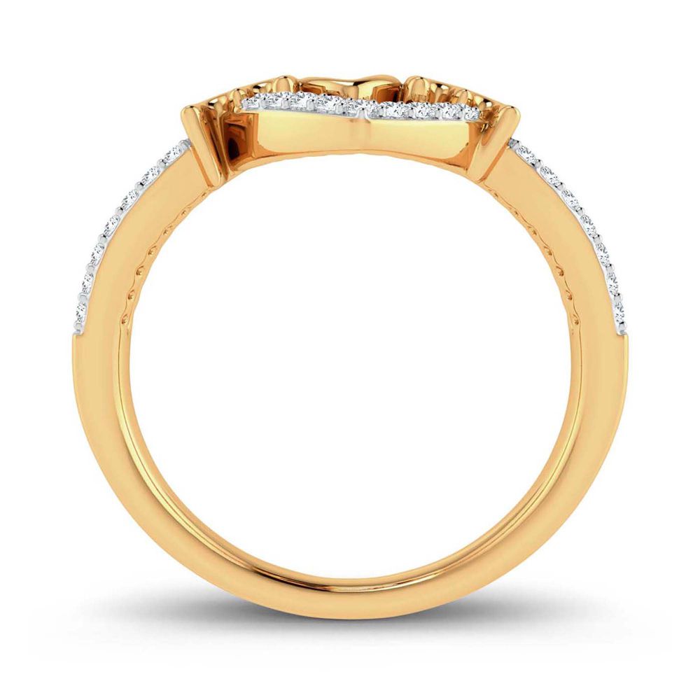 Chic 10k Yellow Gold Lab Diamond Womens Fashion Ring 0.2ct