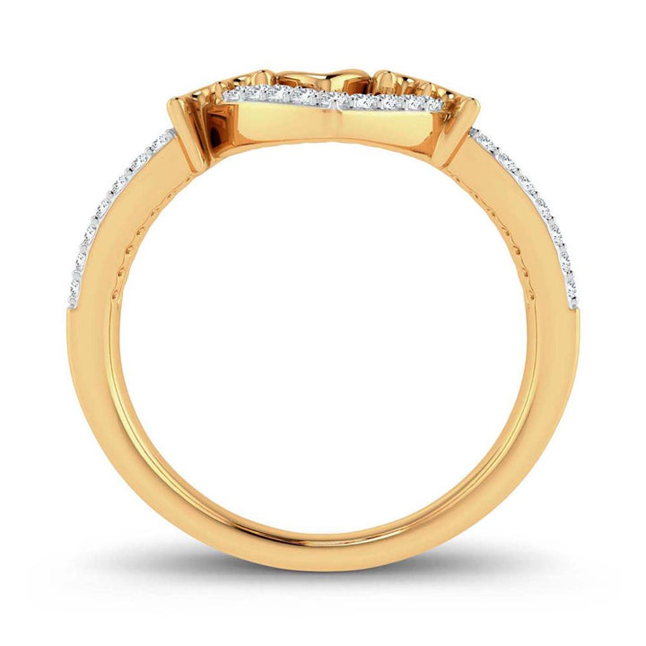 Chic 10k Yellow Gold Lab Diamond Womens Fashion Ring 0.2ct