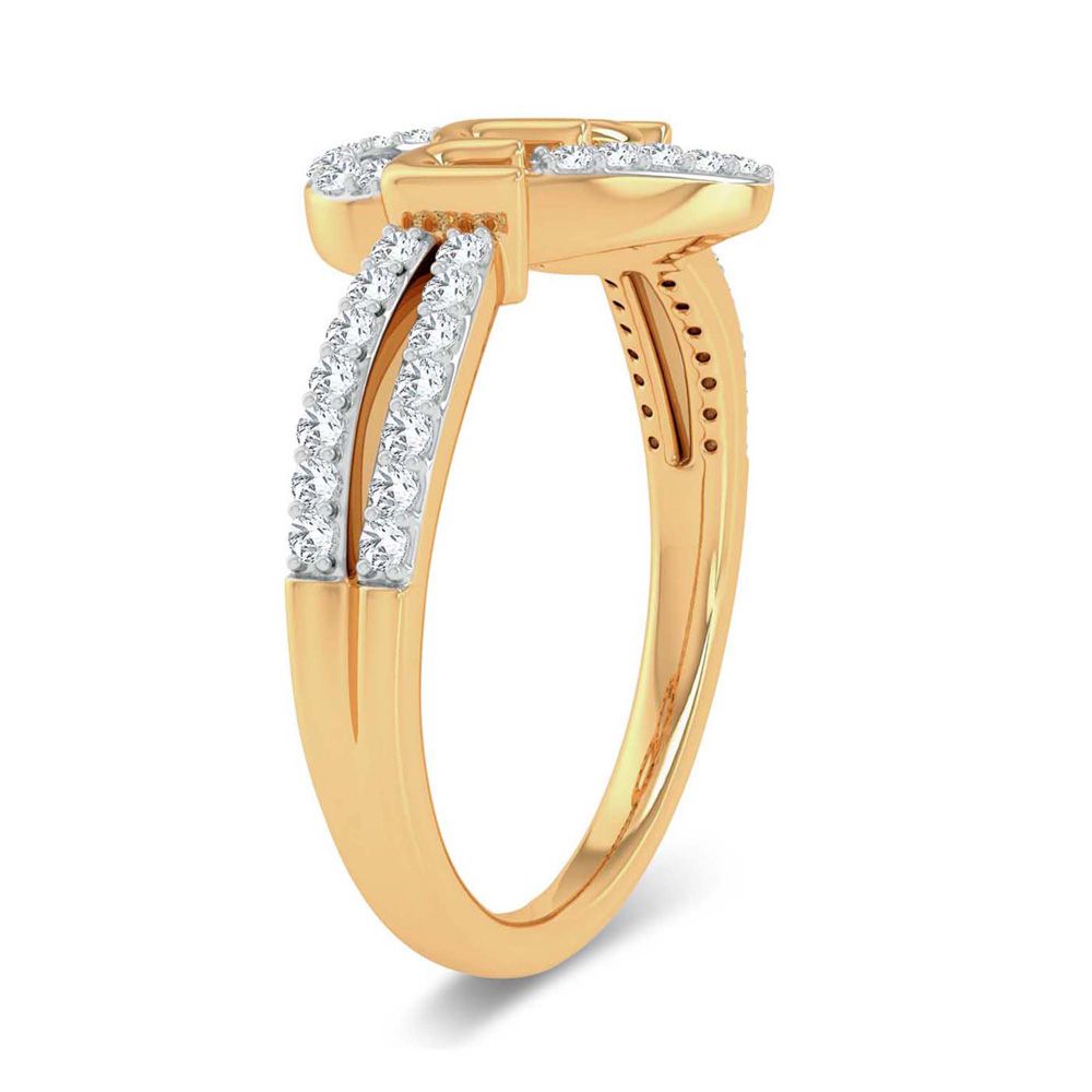Chic 10k Yellow Gold Lab Diamond Womens Fashion Ring 0.2ct