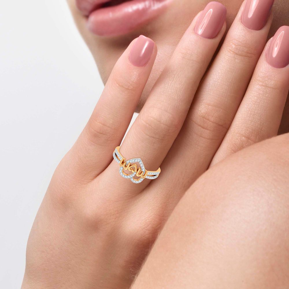 Chic 10k Yellow Gold Lab Diamond Womens Fashion Ring 0.2ct