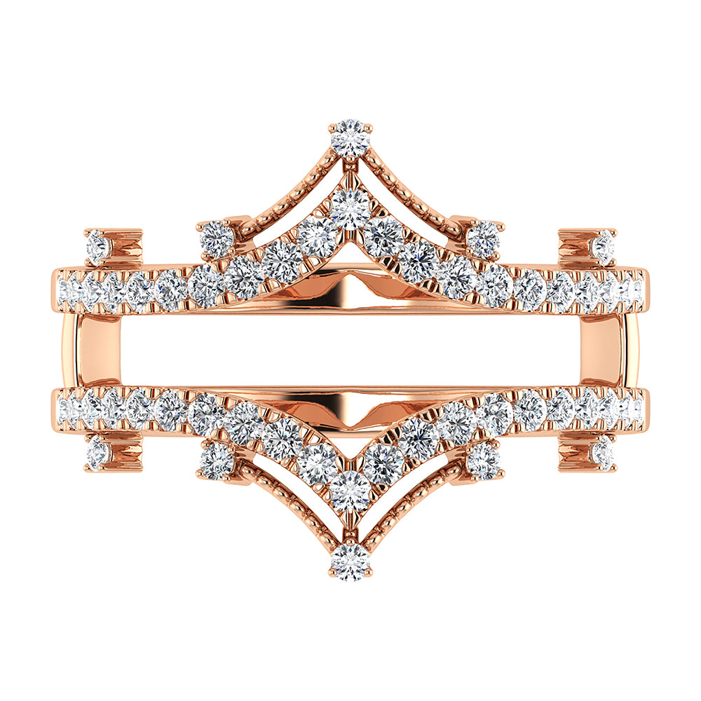 Diamond 1/3 Ct.Tw. Chevron Guard Ring in 14K Rose Gold