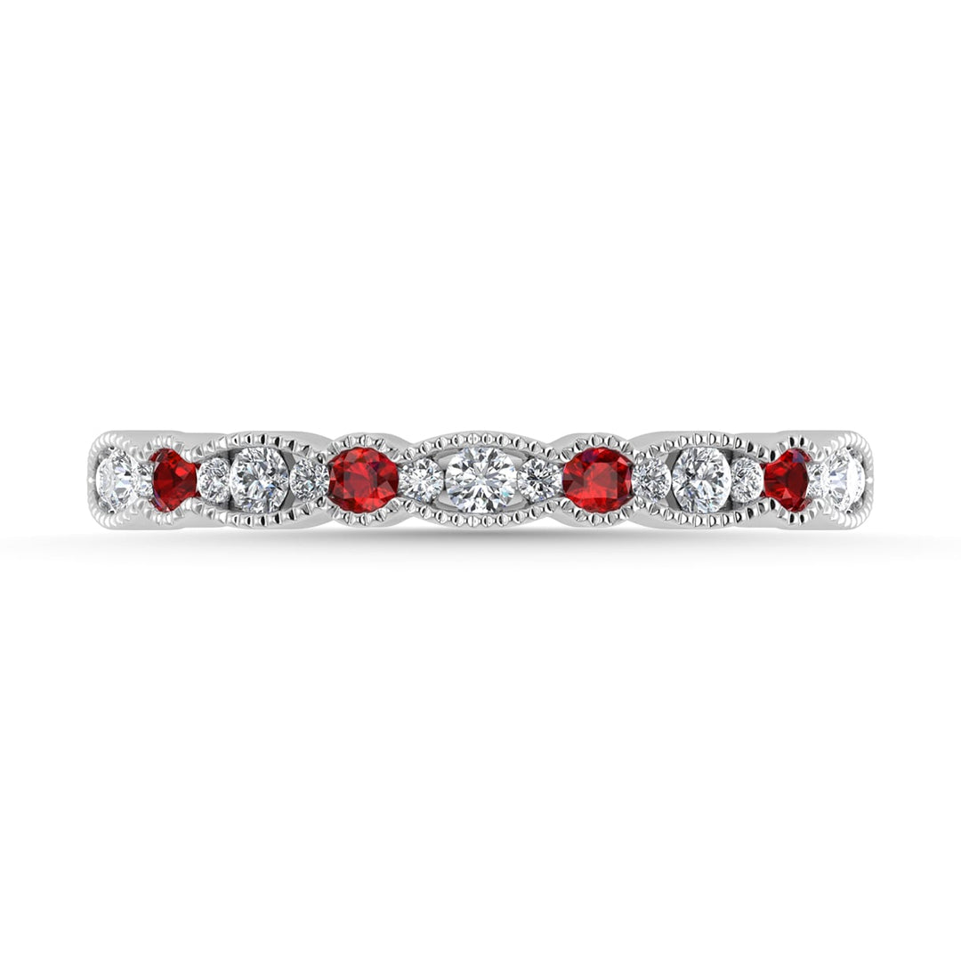 Diamond 1/4 Ct.Tw. And Ruby Band in 14K White Gold