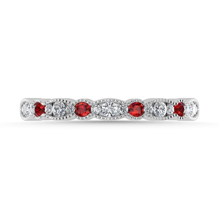 Diamond 1/4 Ct.Tw. And Ruby Band in 14K White Gold