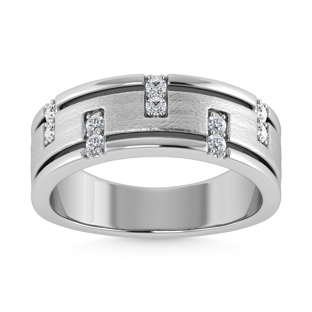 14K White Gold 1/3 Ct.Tw. Diamond Mens Band