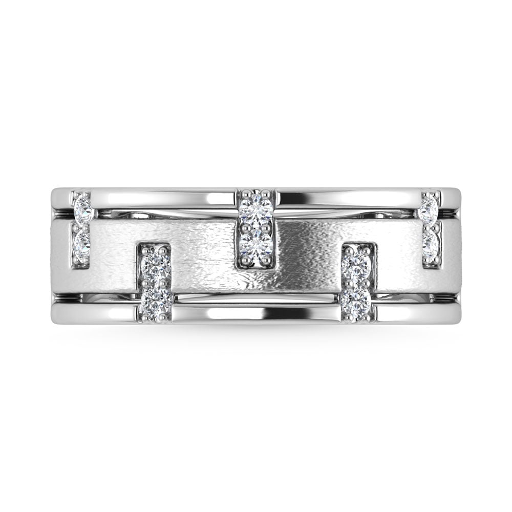 14K White Gold 1/3 Ct.Tw. Diamond Mens Band