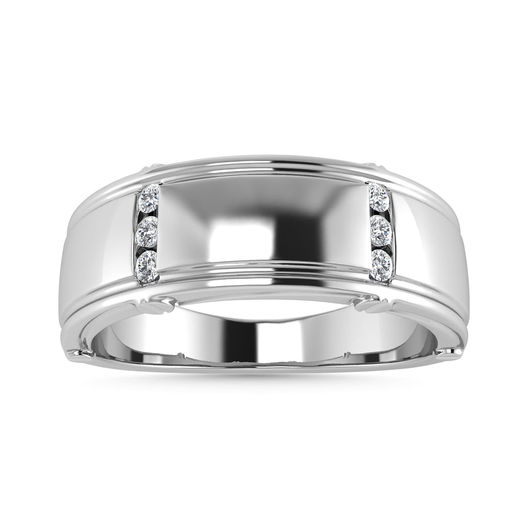 Diamond 1/10 Ct.Tw. Mens Band in 14K White Gold