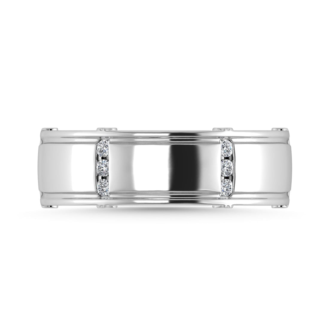 Diamond 1/10 Ct.Tw. Mens Band in 14K White Gold