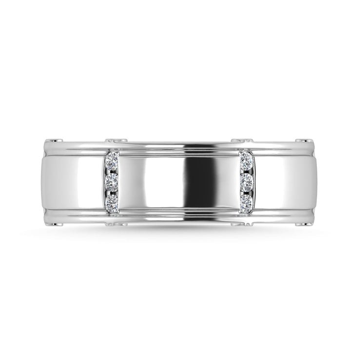 Diamond 1/10 Ct.Tw. Mens Band in 14K White Gold
