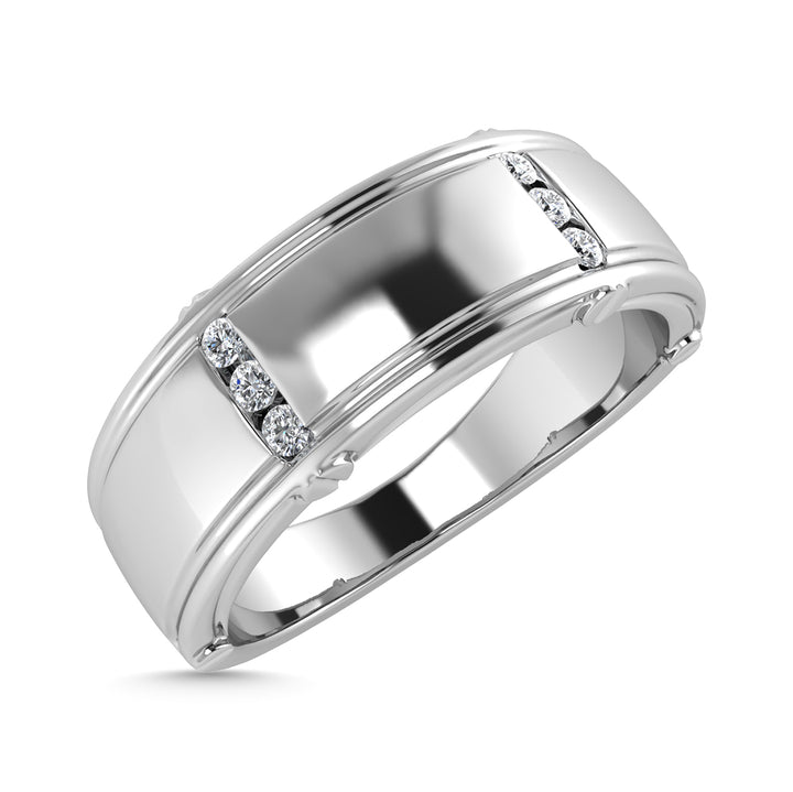 Diamond 1/10 Ct.Tw. Mens Band in 14K White Gold