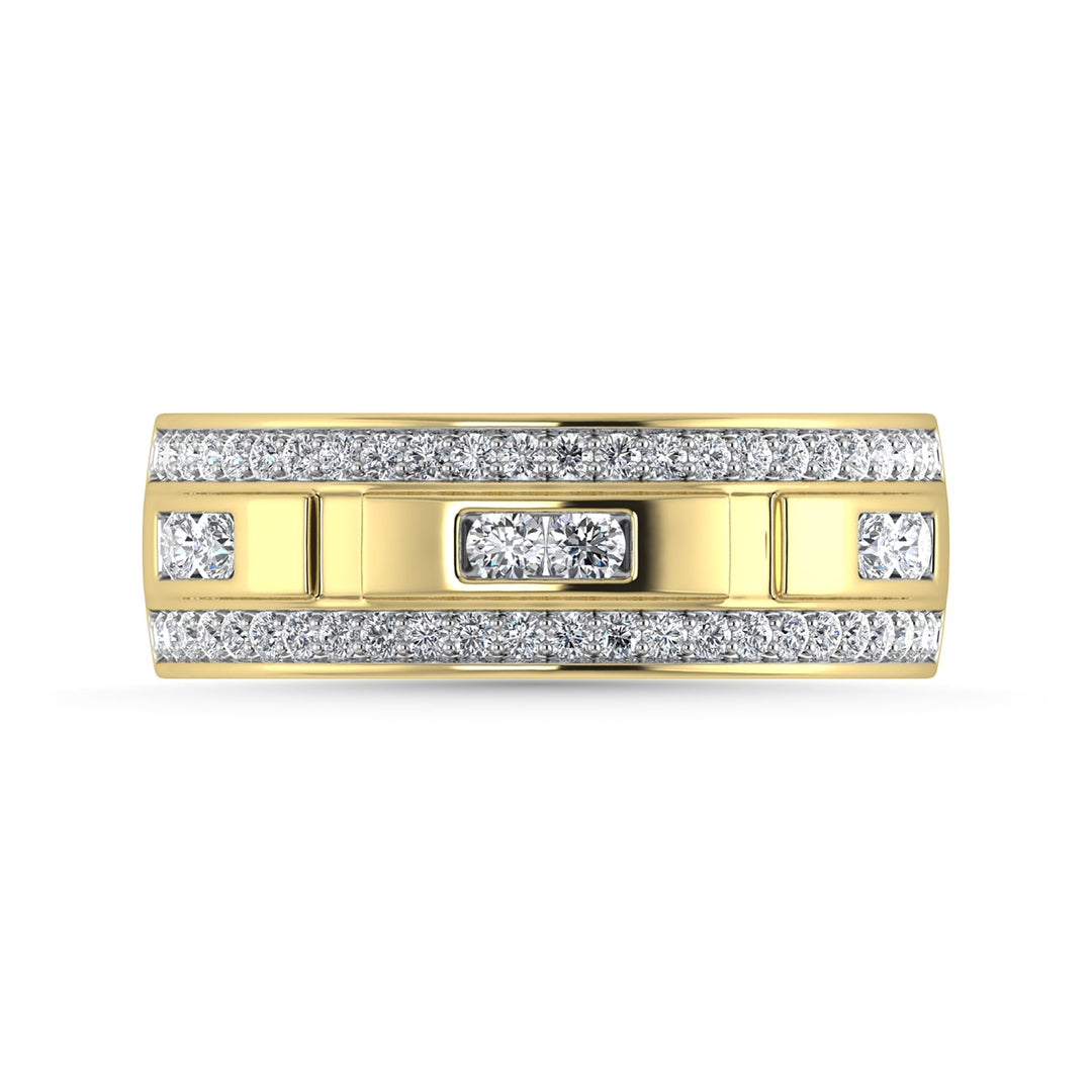 Diamond 3/4 Ct.Tw. Mens Wedding Band in 14K Yellow Gold