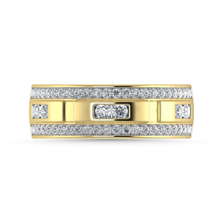 Diamond 3/4 Ct.Tw. Mens Wedding Band in 14K Yellow Gold