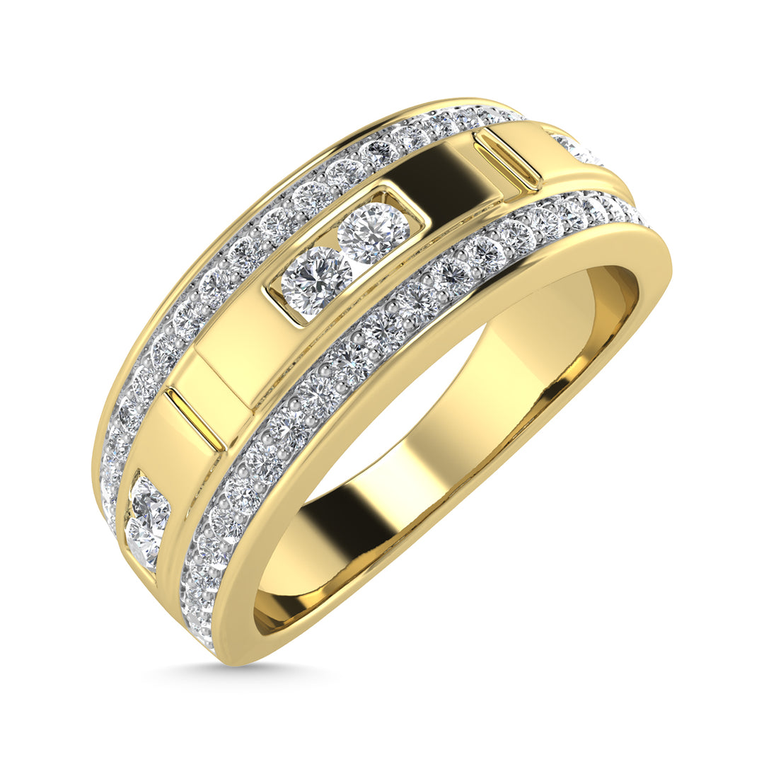 Diamond 3/4 Ct.Tw. Mens Wedding Band in 14K Yellow Gold