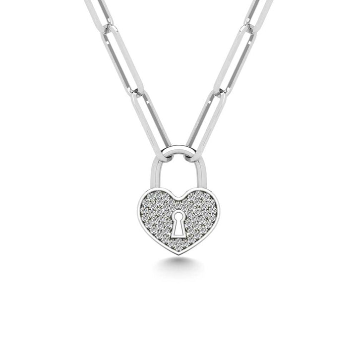 Diamond 1/10 Ct.Tw. Lock Pendant in 925 Silver