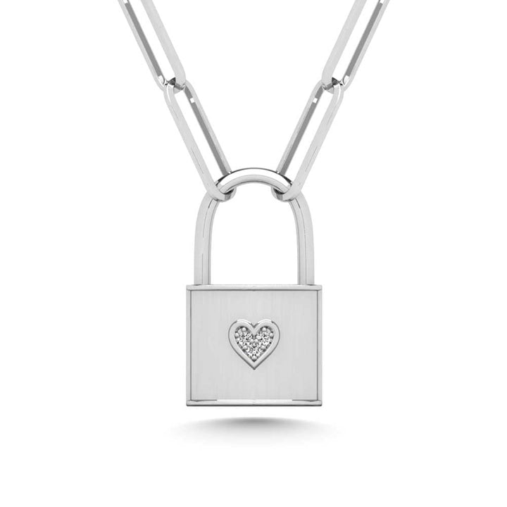 Diamond 1/50 Ct.Tw. Lock Pendant in 925 Silver