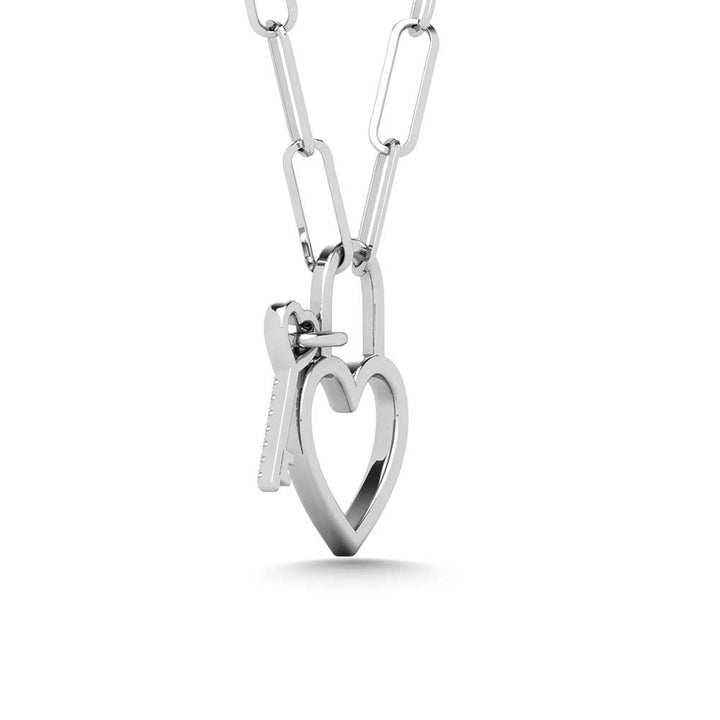 Diamond 1/50 Ct.Tw. Lock and Key Pendant in 925 Silver