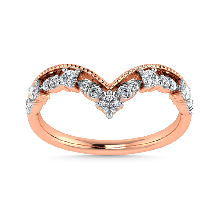Diamond 1/5 Ct.Tw. Chevron Band in 10K Rose Gold