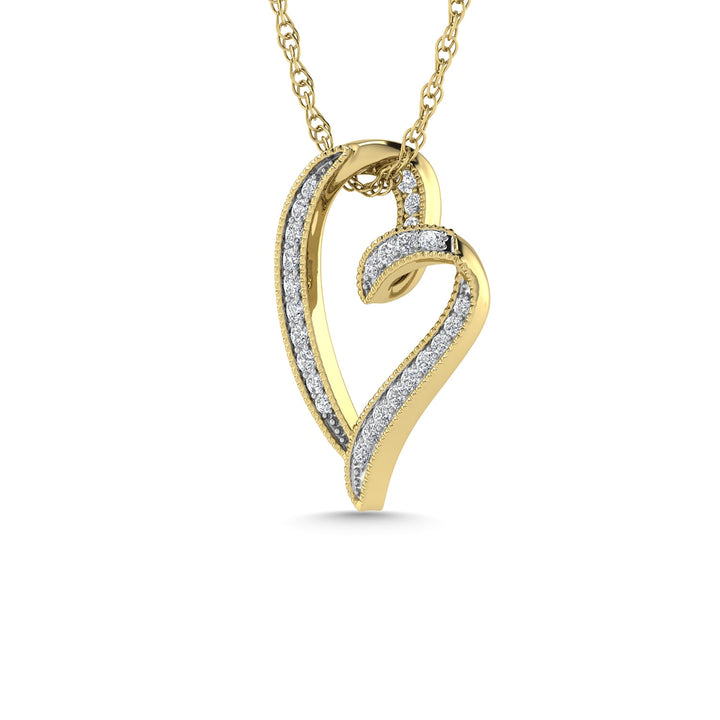 Diamond 1/6 Ct.Tw. Heart Pendant in 10K Yellow Gold