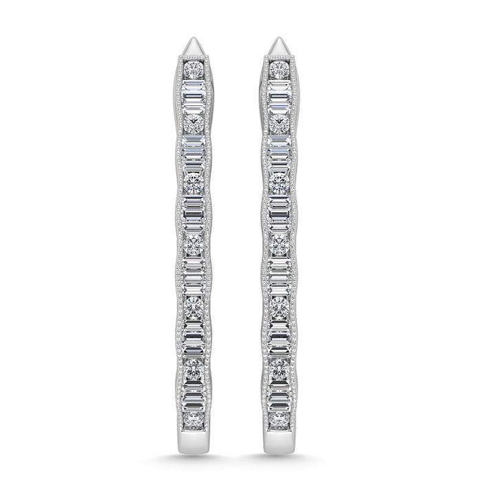 Diamond 1/2 Ct.Tw. Hoop Earrings in 10K White Gold
