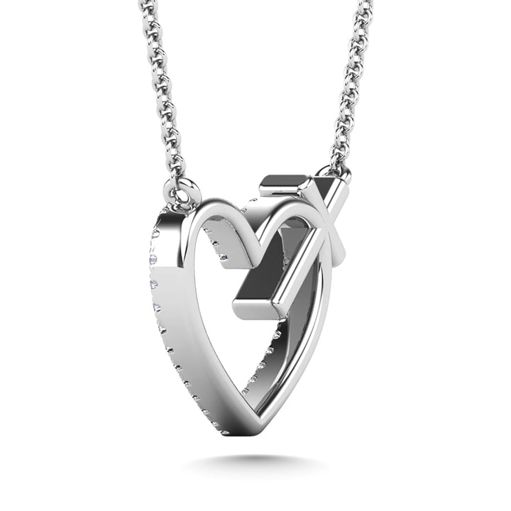 10K White Gold Diamond 1/10 Ct.Tw. Heart and Cross Pendant