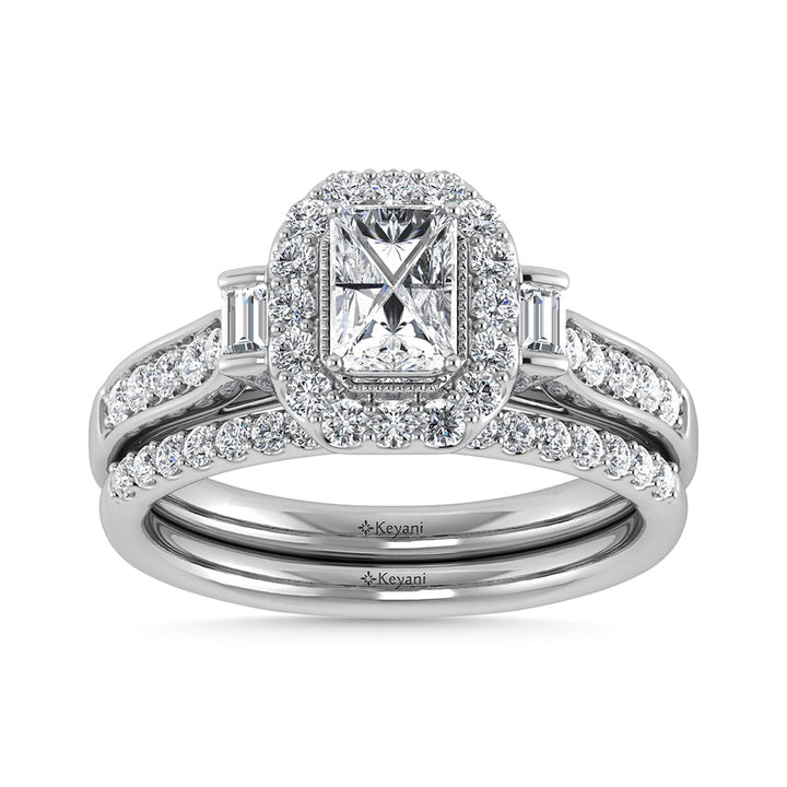 14K White Gold Diamond 1 Ct.Tw. Emerald Shape Bridal Ring