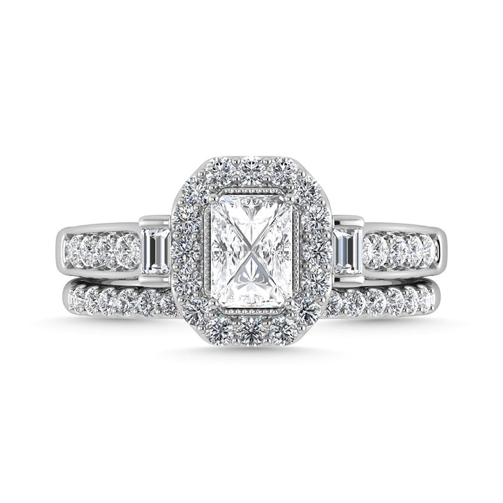 14K White Gold Diamond 1 Ct.Tw. Emerald Shape Bridal Ring