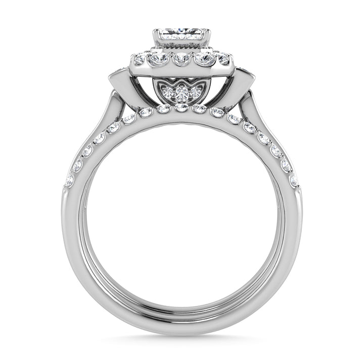14K White Gold Diamond 1 Ct.Tw. Emerald Shape Bridal Ring