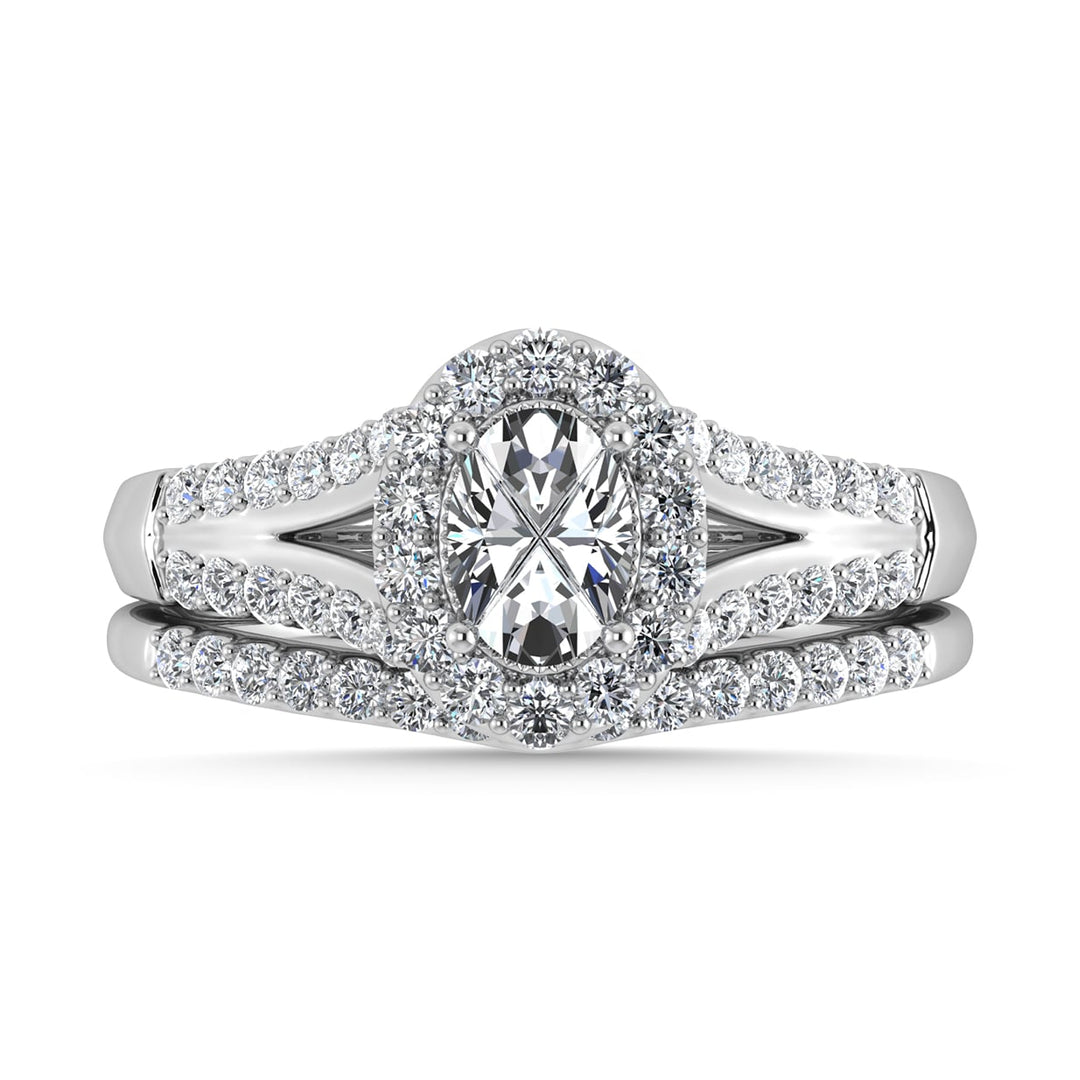 14K White Gold Diamond 1 Ct.Tw. Oval Shape Bridal Ring