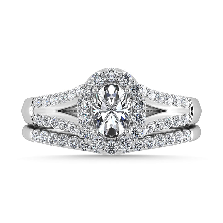 14K White Gold Diamond 1 Ct.Tw. Oval Shape Bridal Ring