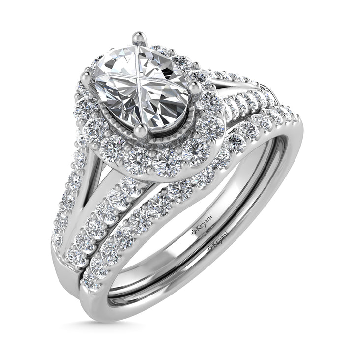 14K White Gold Diamond 1 Ct.Tw. Oval Shape Bridal Ring