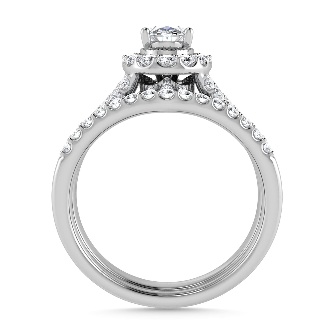 14K White Gold Diamond 1 Ct.Tw. Oval Shape Bridal Ring