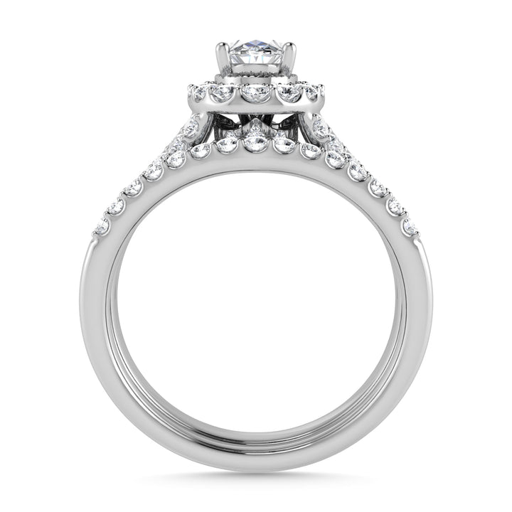 14K White Gold Diamond 1 Ct.Tw. Oval Shape Bridal Ring