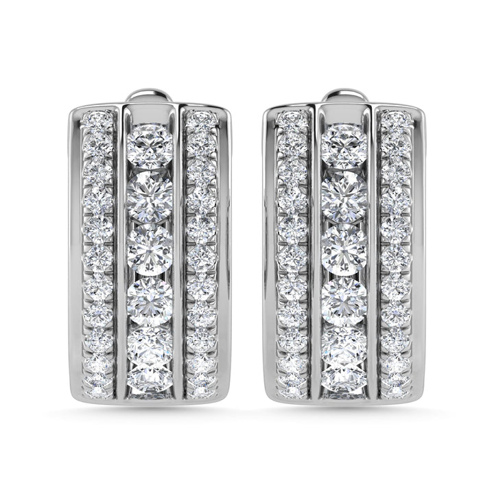 Diamond 1 Ct.Tw. Hoop Earrings in 14K White Gold