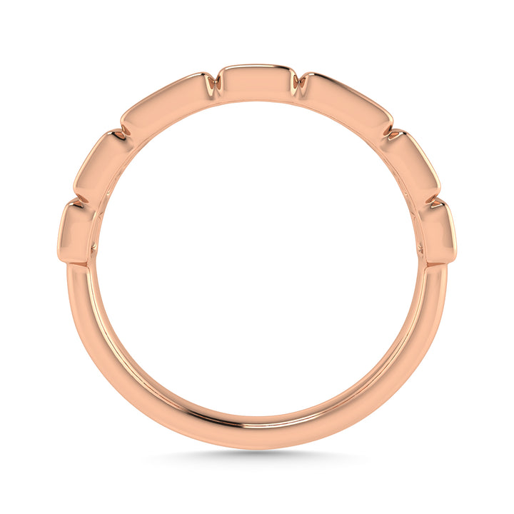 Diamond 1/5 Ct.Tw. Round and Straight Baguette Stack Band in 14K Rose Gold