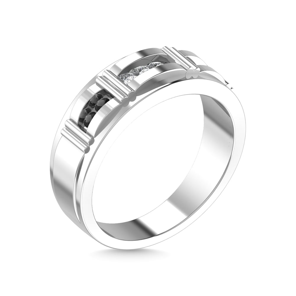 10K White Gold Diamond 1/4 Ct.Tw. Mens Band