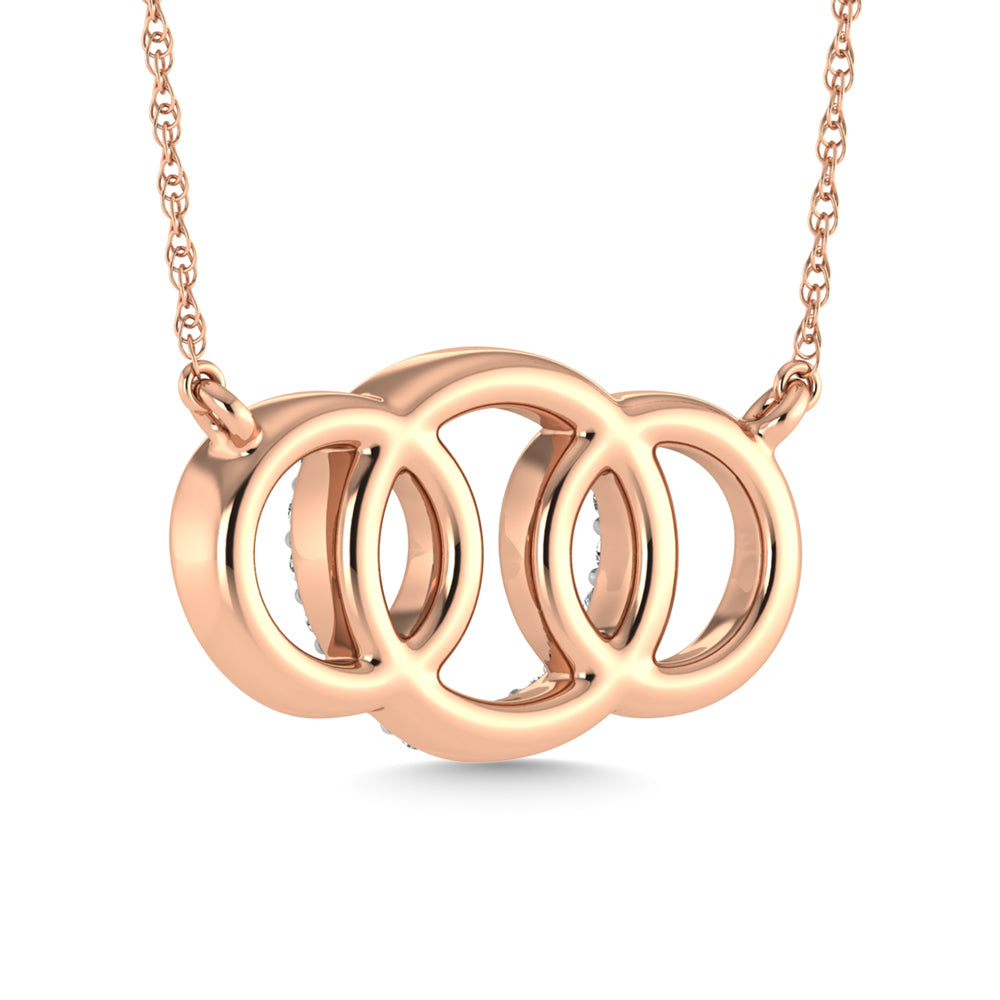 10K Rose Gold Diamond 1/10 Ct.Tw. Interlinked Circle Fashion Necklace
