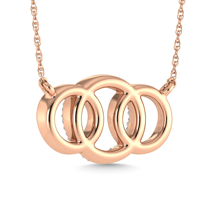 10K Rose Gold Diamond 1/10 Ct.Tw. Interlinked Circle Fashion Necklace