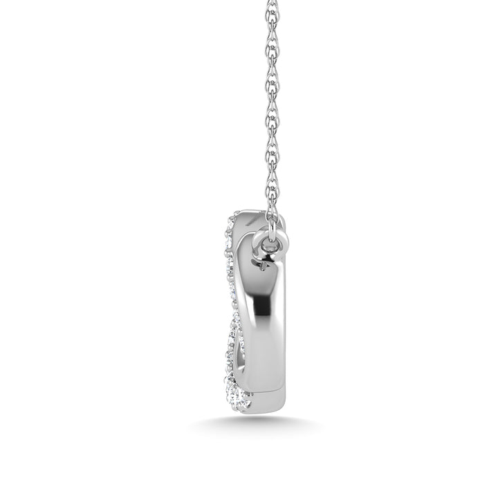 10K White Gold Diamond 1/10 Ct.Tw. Interlinked Circle Fashion Necklace