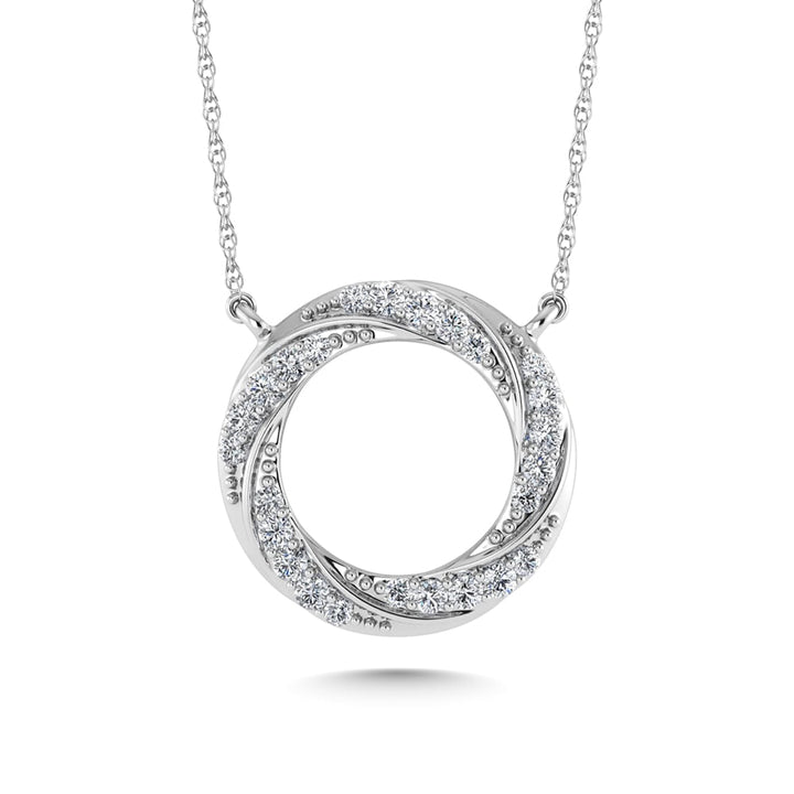 10K White Gold Diamond 1/6 Ct.Tw. Circle Fashion Necklace