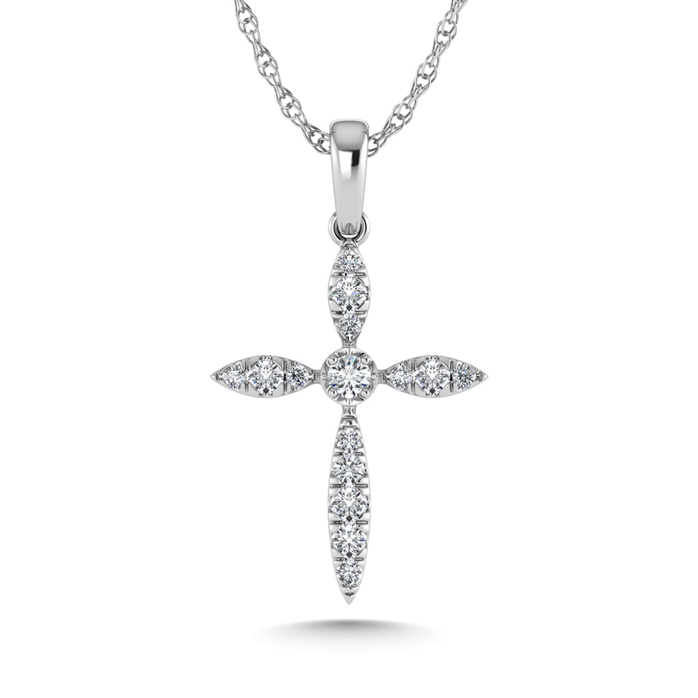 10K White Gold Diamond 1/8 Ct.Tw. Cross Pendant