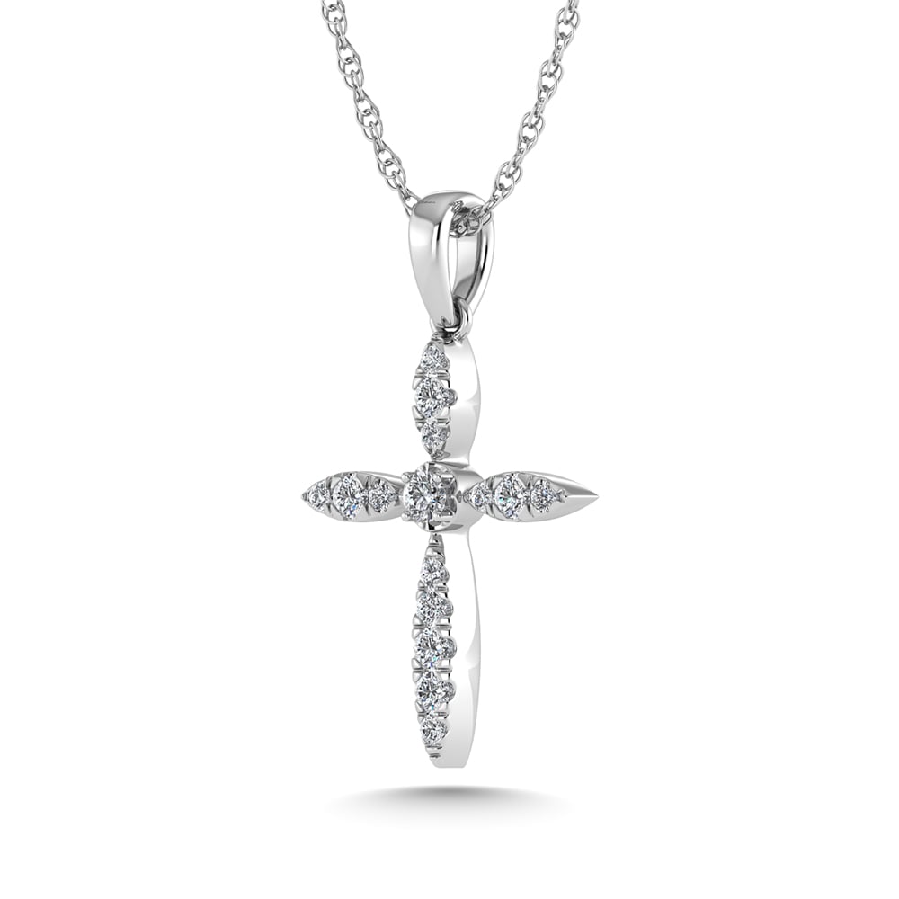 10K White Gold Diamond 1/8 Ct.Tw. Cross Pendant